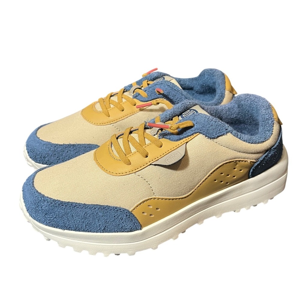 Hey Dude Hayden Craft Mens Size 7 Blue Tan Suede Canvas Sneakers 41980-1PO